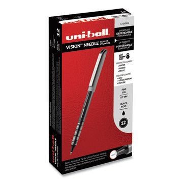 uni-ball® Vision Needle Roller Ball Pen, Stick, Fine 0.7 Mm, Black Ink, Silver Barrel, Dozen freeshipping - TVN Wholesale